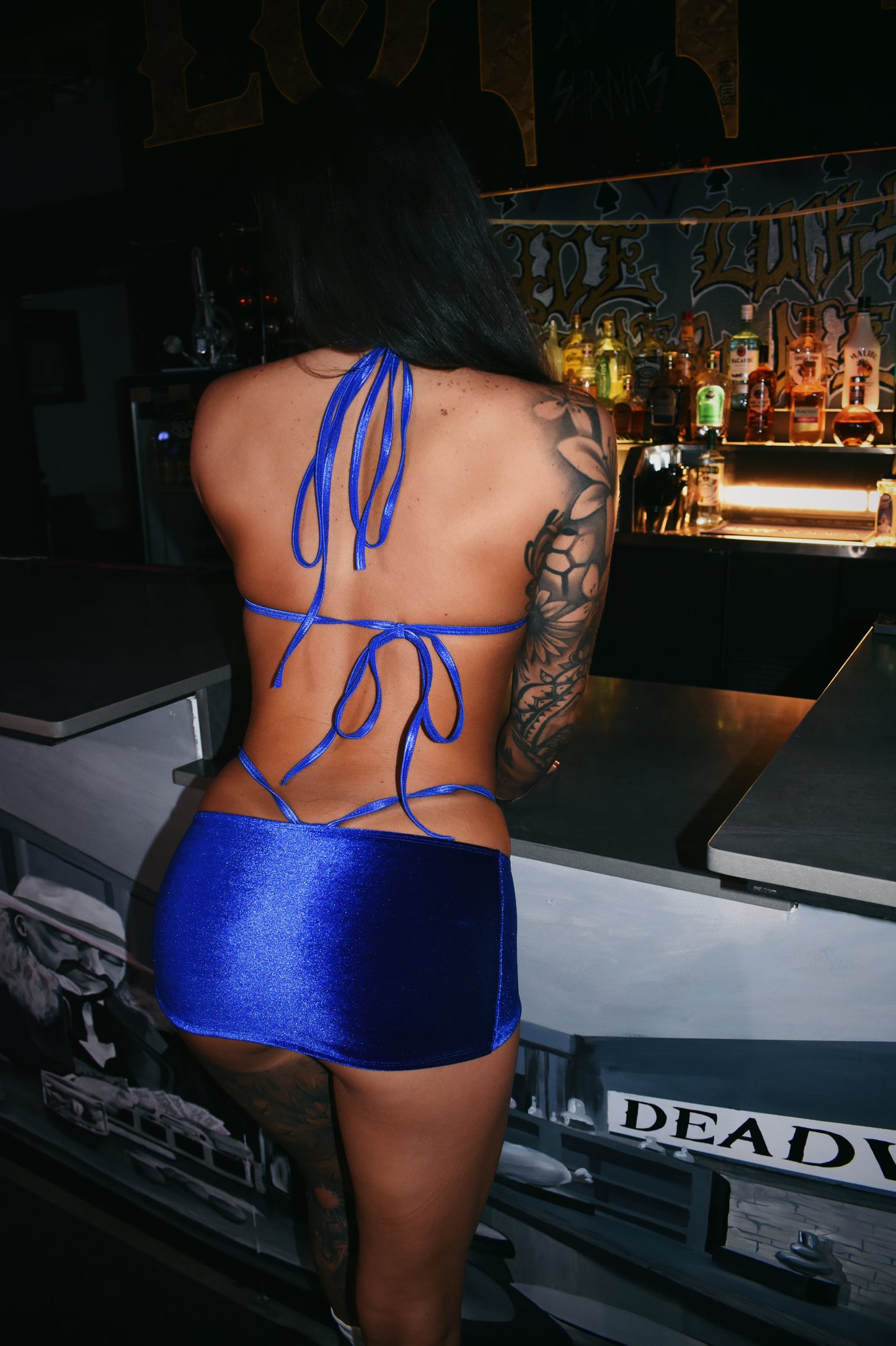 Royal Blue Velvet Mini Skirt