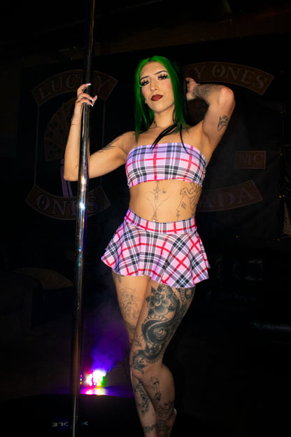 Baby Pink Plaid Skirt