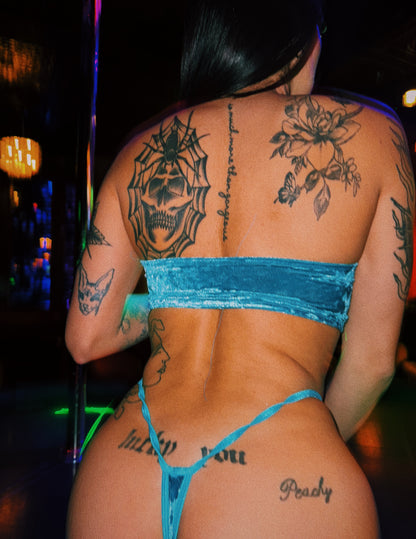Aqua Velvet Bandeau Set