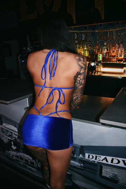 Royal Blue Velvet Mini Skirt